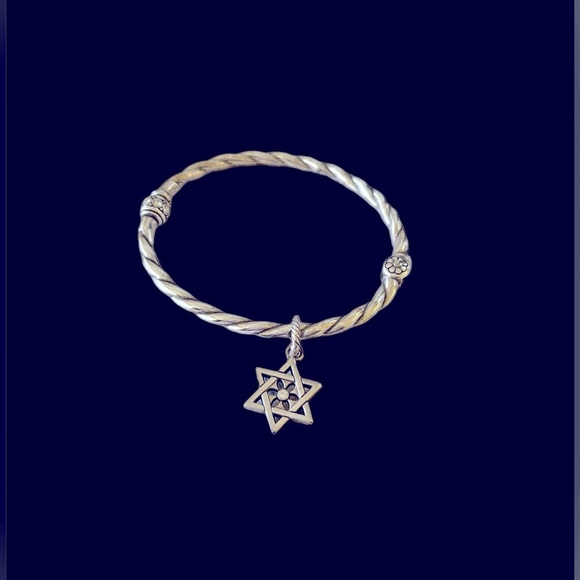 Brighton Silver Hinged Bangle with Star of David Charm - Picture 3 of 4